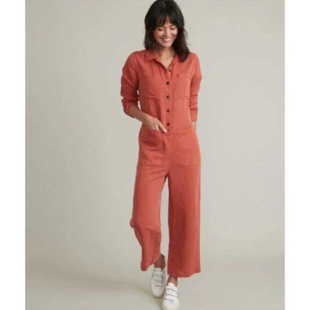 Marine Layer Charlie Utility Jumpsuit Rosewood Burnt Salmon Orange